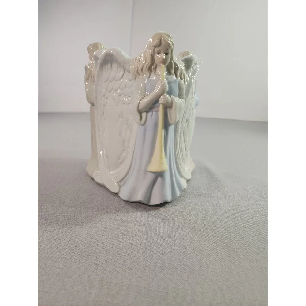 Ceramic Angel Choir Candle Holder Figurine Votive Tealight Pastel Color